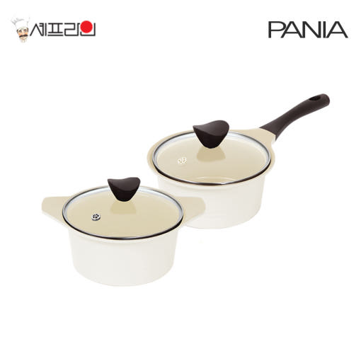 셰프라인 페니아(pania) 인덕션 IH 크림세라믹냄비 2종세트 (18편수+16양수)